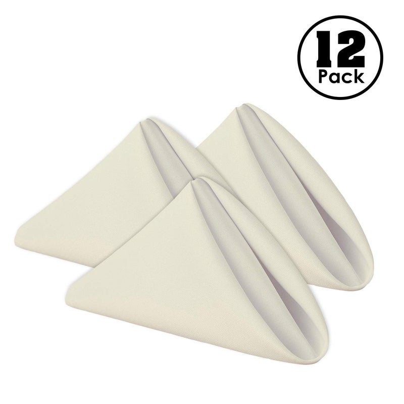 Gee Di Moda Cloth Napkins - 17 x 17 Inch Ivory Dinner Napkins - Set of 12 Soft & Absorbent Washable Fabric Cloth Table Napkins with Hemmed Edges for Hotel Restaurant, Holiday Parties & Wedding - Image 2